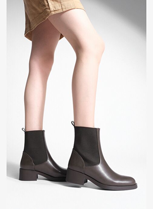 Kadın Elastik Yan Bantlı Günlük Bot Tunles Kahve - Görsel 5