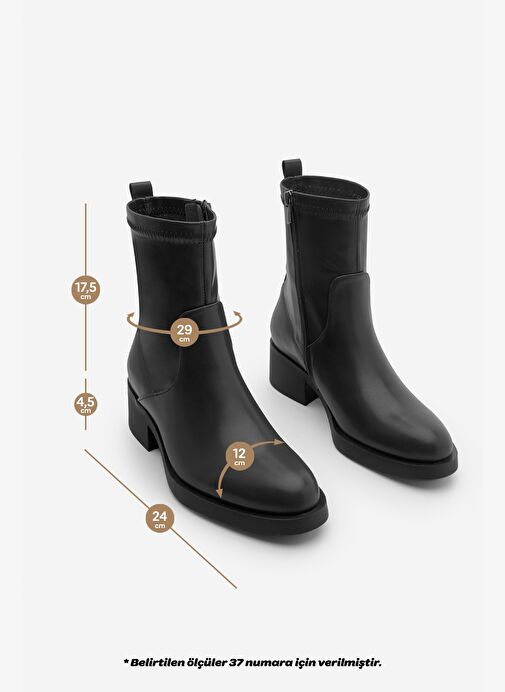 Kadın Fermuarlı Günlük Bot Befor Siyah - Görsel 8