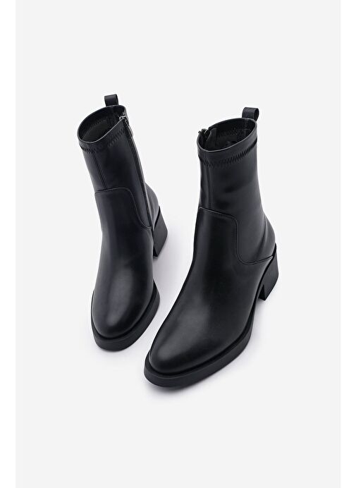 Kadın Fermuarlı Günlük Bot Befor Siyah - Görsel 2