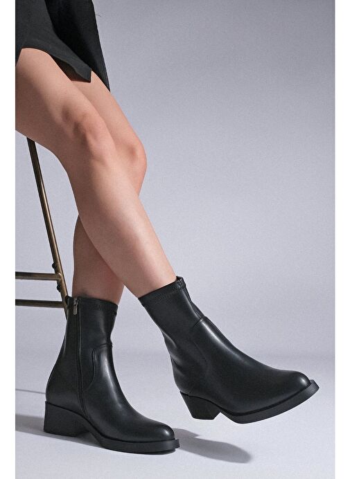 Kadın Fermuarlı Günlük Bot Befor Siyah - Görsel 3