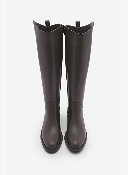 Kadın Dizaltı Fermuarlı Günlük Çizme Maypos Kahve - Görsel 6