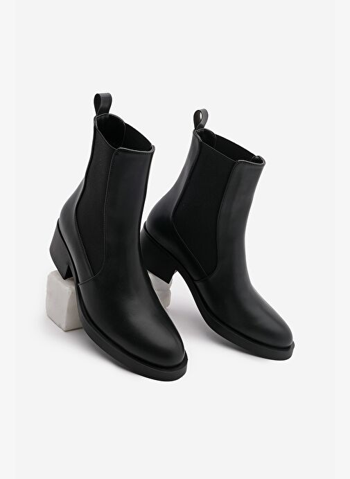 Kadın Elastik Yan Bantlı Günlük Bot Espato Siyah - Görsel 7