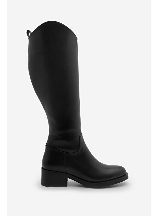Kadın Dizaltı Fermuarlı Günlük Çizme Maypos Siyah - Görsel 4
