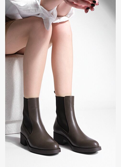 Kadın Elastik Yan Bantlı Günlük Bot Espato Kahve - Görsel 3