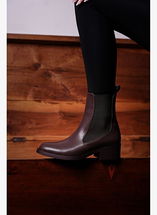 Kadın Elastik Yan Bantlı Günlük Bot Espato Kahve - Görsel 7