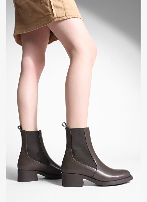 Kadın Elastik Yan Bantlı Günlük Bot Espato Kahve - Görsel 5