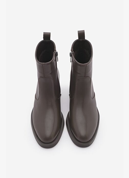 Kadın Fermuarlı Günlük Bot Gontre Kahve - Görsel 5