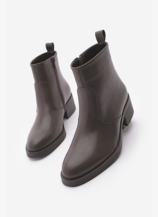 Kadın Fermuarlı Günlük Bot Gontre Kahve - Görsel 6