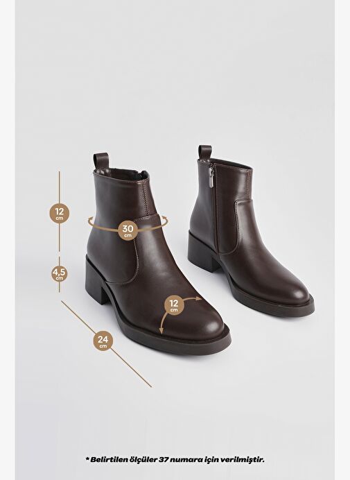Kadın Fermuarlı Günlük Bot Gontre Kahve - Görsel 9