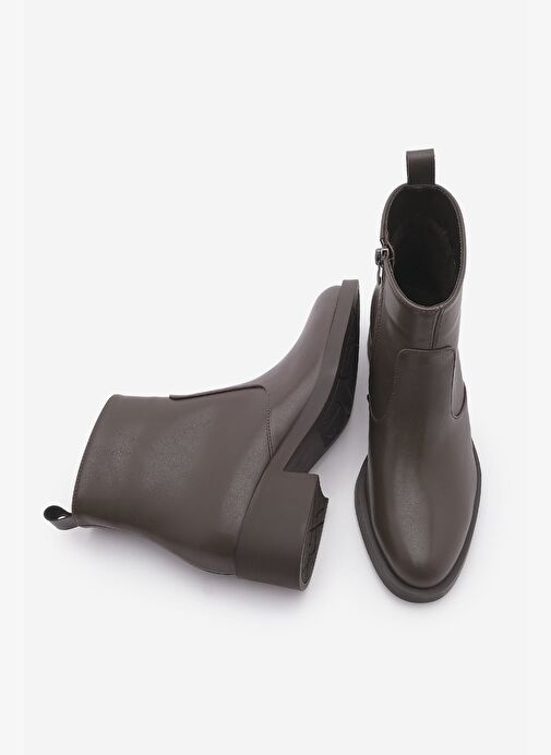 Kadın Fermuarlı Günlük Bot Gontre Kahve - Görsel 8