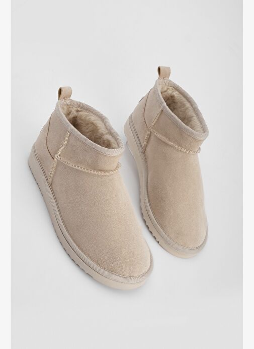 Kadın İçi Kürklü Günlük Bot Pasep Bej Süet - Görsel 2