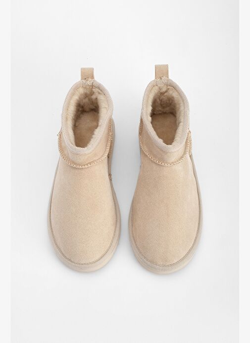 Kadın İçi Kürklü Günlük Bot Pasep Bej Süet - Görsel 5