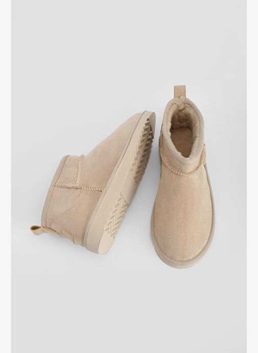 Kadın İçi Kürklü Günlük Bot Pasep Bej Süet - Görsel 9