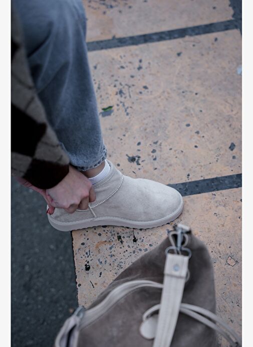 Kadın İçi Kürklü Günlük Bot Pasep Bej Süet - Görsel 3