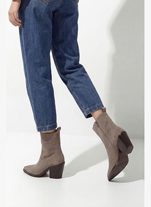 Marjin Marjin Kadın Kovboy Sivri Burun Western Bot Fetya Vizon Süet | Boyner Vizon - 5. görsel