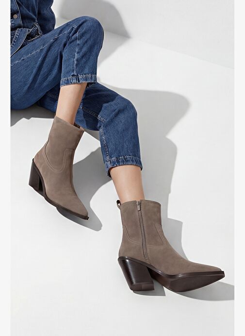 Marjin Marjin Kadın Kovboy Sivri Burun Western Bot Fetya Vizon Süet | Boyner Vizon - 3. görsel