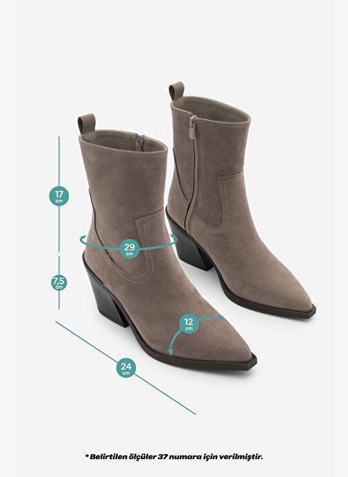 Marjin Marjin Kadın Kovboy Sivri Burun Western Bot Fetya Vizon Süet | Boyner Vizon - 9. görsel