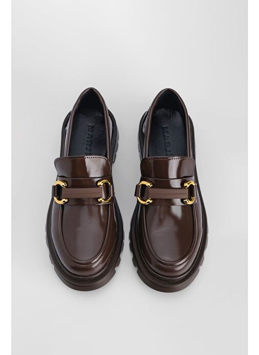 Marjin Kadın Loafer Tokalı Günlük Ayakkabı Kinles Kahve - Görsel 7
