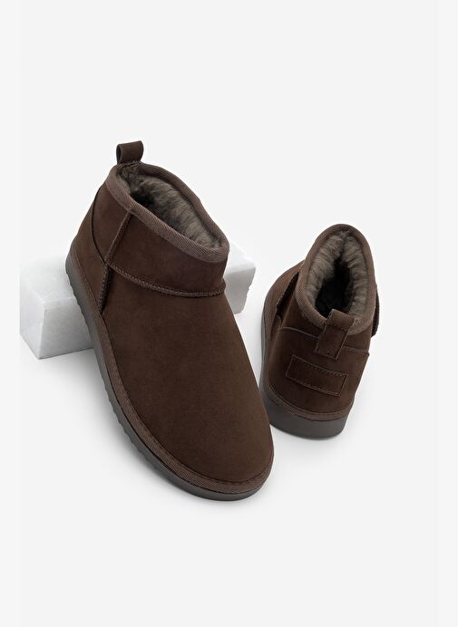 Kadın İçi Kürklü Günlük Bot Pasep Kahve Süet - Görsel 2
