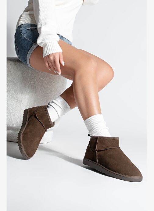 Kadın İçi Kürklü Günlük Bot Pasep Kahve Süet - Görsel 3