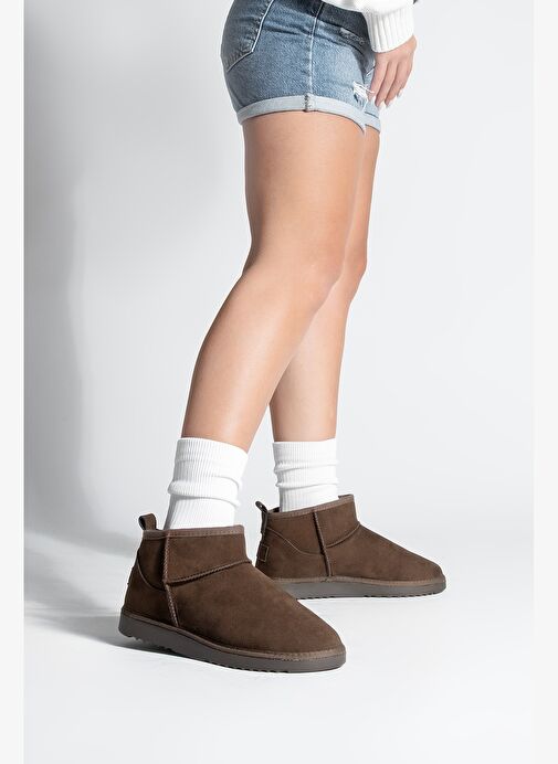 Kadın İçi Kürklü Günlük Bot Pasep Kahve Süet - Görsel 5