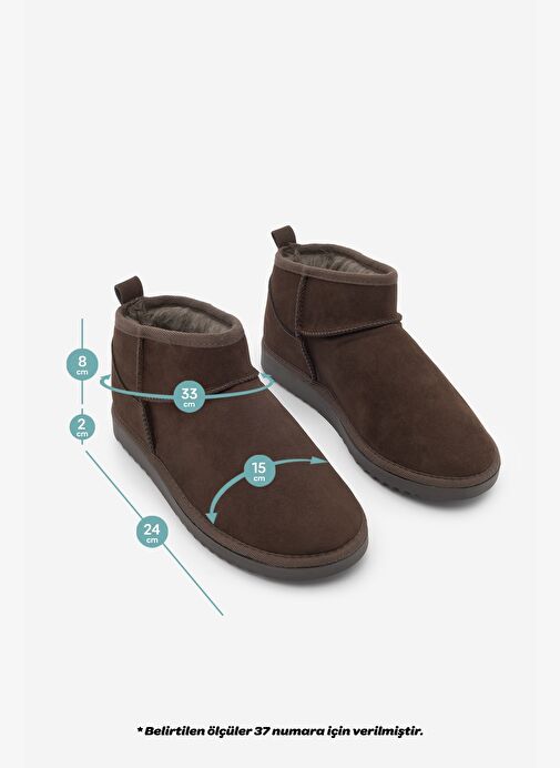 Kadın İçi Kürklü Günlük Bot Pasep Kahve Süet - Görsel 9
