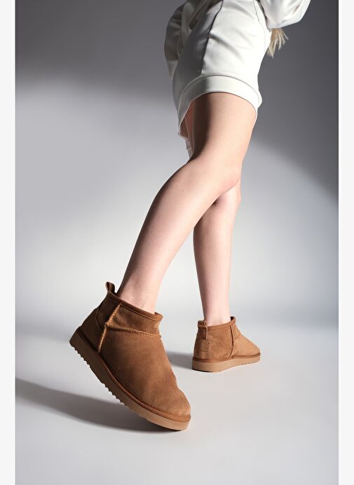 Kadın İçi Kürklü Günlük Bot Pasep Taba Süet - Görsel 7