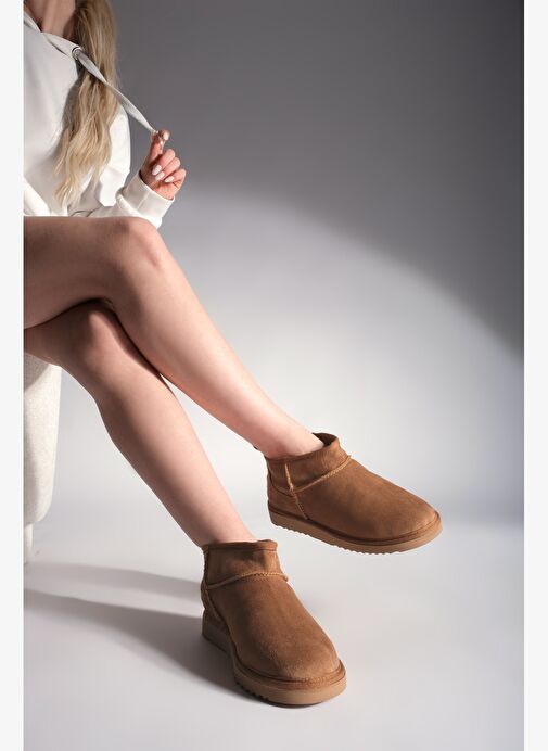 Kadın İçi Kürklü Günlük Bot Pasep Taba Süet - Görsel 5