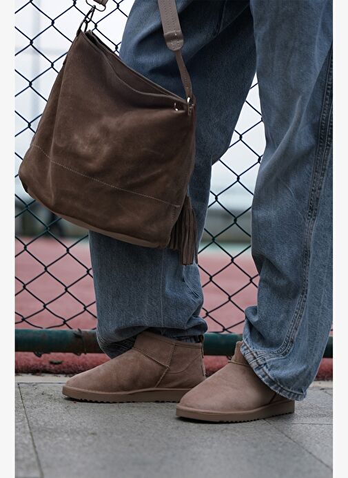 Kadın İçi Kürklü Günlük Bot Pasep Vizon Süet - Görsel 7