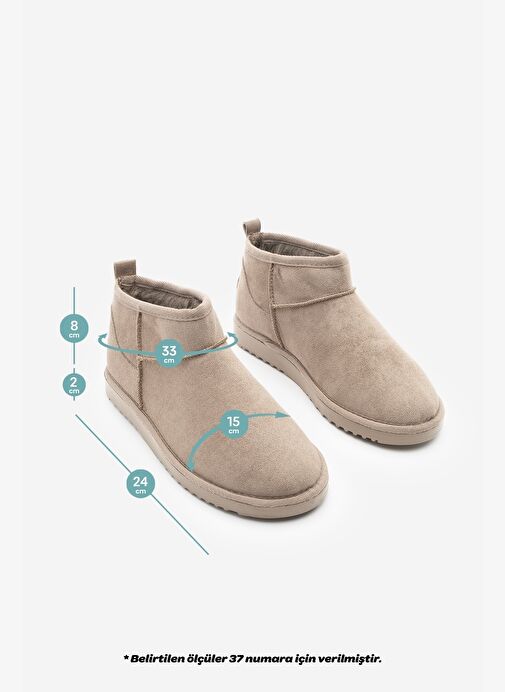 Kadın İçi Kürklü Günlük Bot Pasep Vizon Süet - Görsel 9