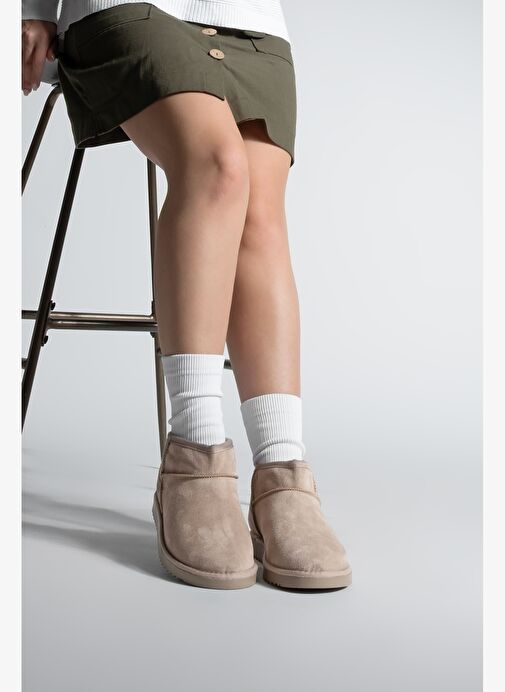 Kadın İçi Kürklü Günlük Bot Pasep Vizon Süet - Görsel 3