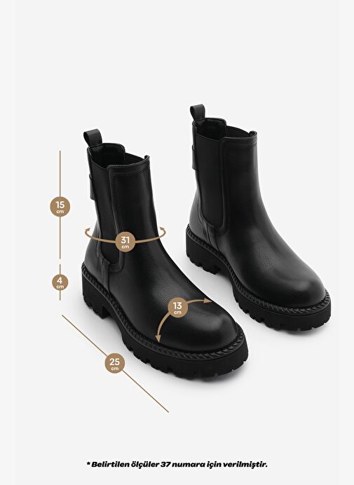 Kadın Elastik Yan Bantlı Günlük Bot Kolesya Siyah - Görsel 8