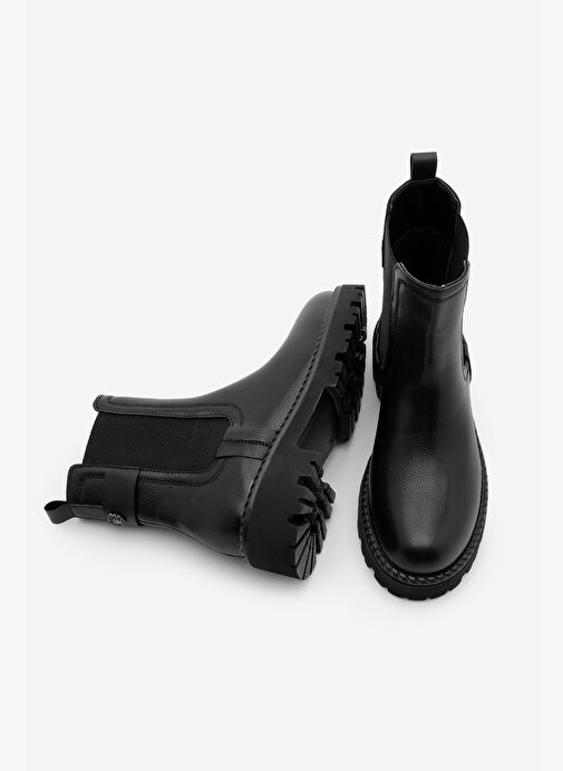 Kadın Elastik Yan Bantlı Günlük Bot Kolesya Siyah - Görsel 7