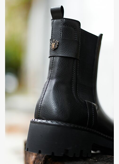 Kadın Elastik Yan Bantlı Günlük Bot Kolesya Siyah - Görsel 6