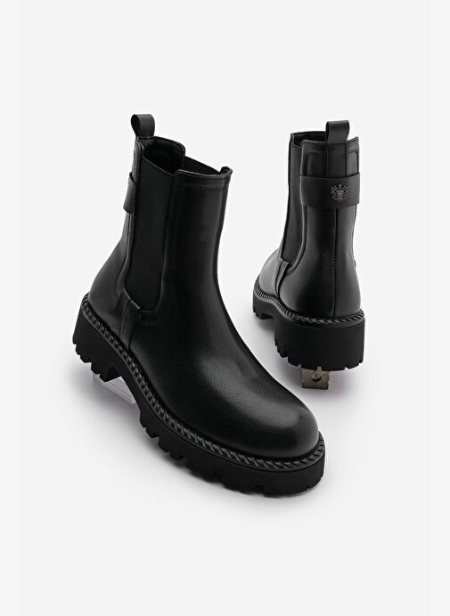 Kadın Elastik Yan Bantlı Günlük Bot Kolesya Siyah - Görsel 2