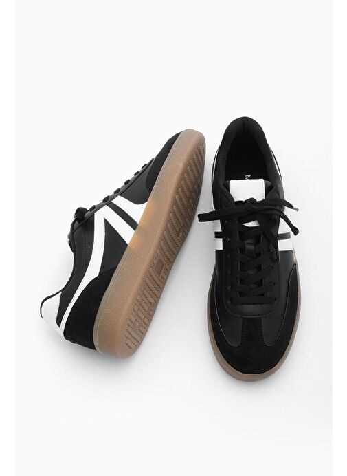 Kadın Sneaker Bağcıklı Düz Taban Spor Ayakkabı Tiyone Siyah - Görsel 9