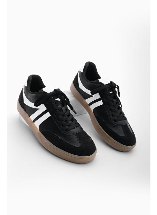 Kadın Sneaker Bağcıklı Düz Taban Spor Ayakkabı Tiyone Siyah - Görsel 2