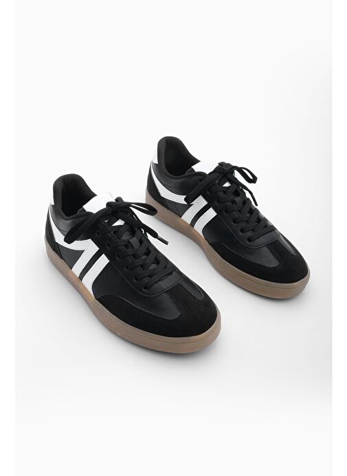 Kadın Sneaker Bağcıklı Düz Taban Spor Ayakkabı Tiyone Siyah - Görsel 6