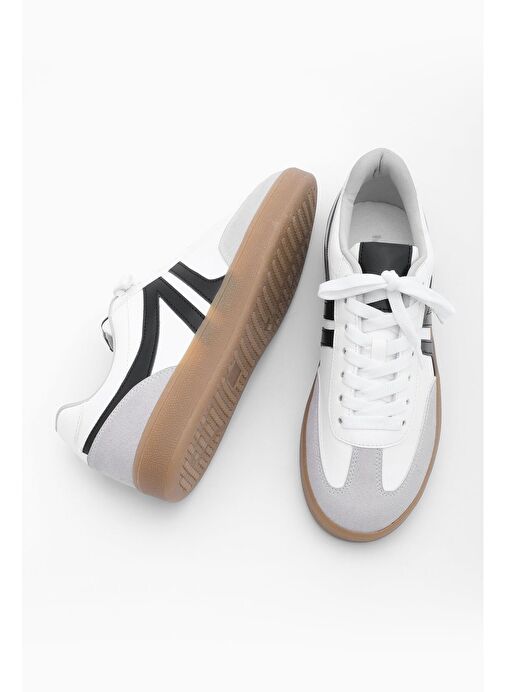 Kadın Sneaker Bağcıklı Düz Taban Spor Ayakkabı Tiyone Beyaz - Görsel 9