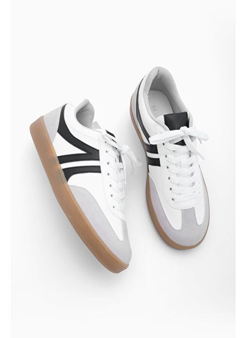 Kadın Sneaker Bağcıklı Düz Taban Spor Ayakkabı Tiyone Beyaz - Görsel 3