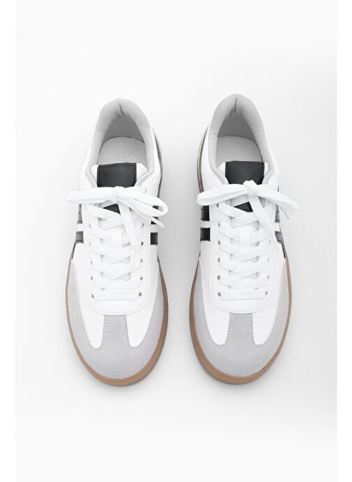 Kadın Sneaker Bağcıklı Düz Taban Spor Ayakkabı Tiyone Beyaz - Görsel 8