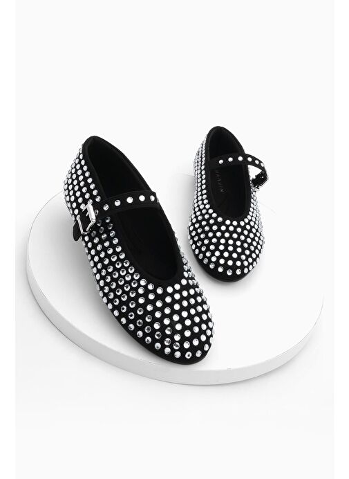 Marjin Kadın Taşlı Babet Tevila Siyah - Görsel 2