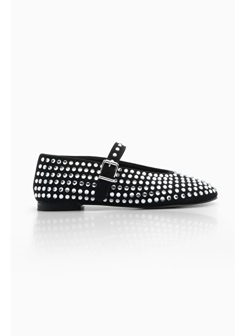 Marjin Kadın Taşlı Babet Tevila Siyah - Görsel 4