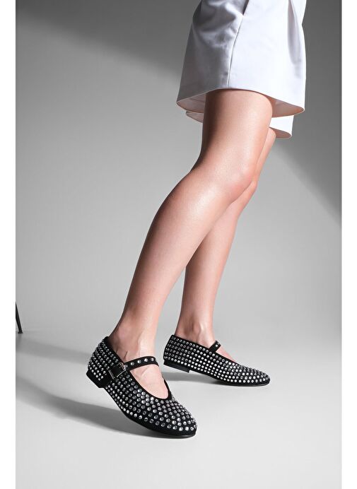 Marjin Kadın Taşlı Babet Tevila Siyah - Görsel 5
