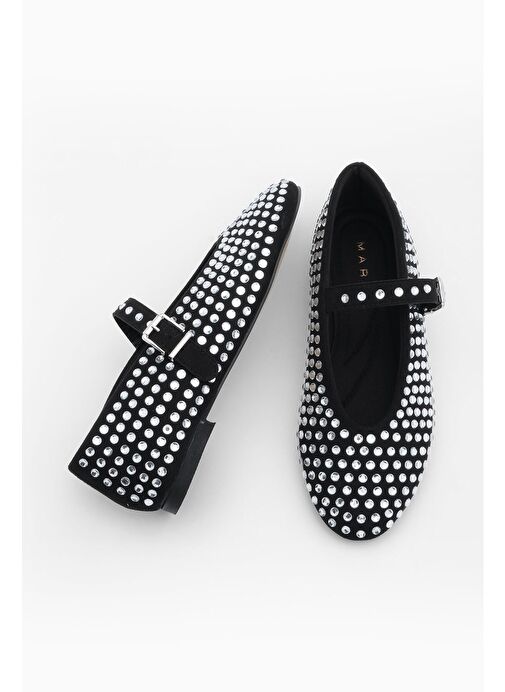 Marjin Kadın Taşlı Babet Tevila Siyah - Görsel 8