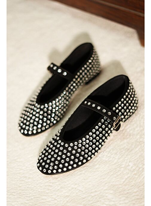 Marjin Kadın Taşlı Babet Tevila Siyah - Görsel 9