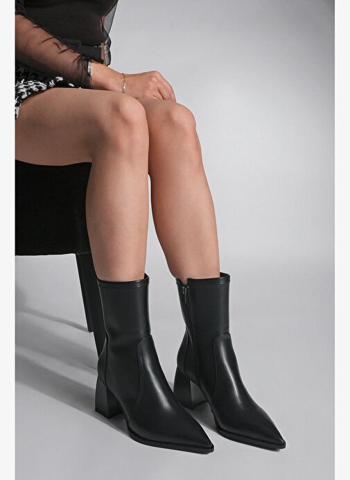 Kadın Sivri Burun Kalın Topuklu Bot Rodis Siyah - Görsel 3