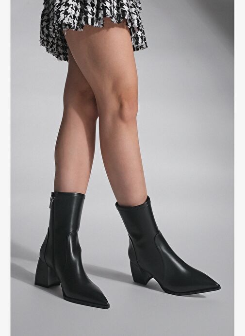 Kadın Sivri Burun Kalın Topuklu Bot Rodis Siyah - Görsel 5