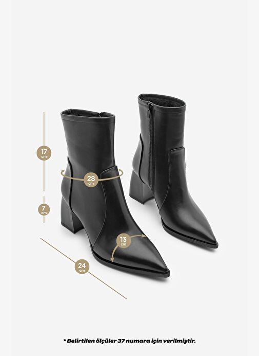 Kadın Sivri Burun Kalın Topuklu Bot Rodis Siyah - Görsel 9
