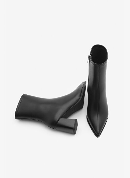 Kadın Kalın Topuklu Sivri Burun Bot Simva Siyah - Görsel 8